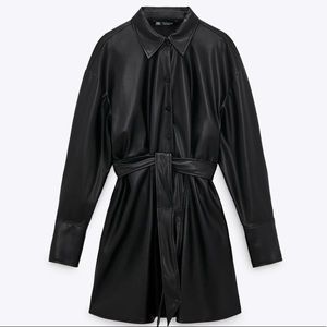 NWOT Zara Faux Leather Dress with Belt
